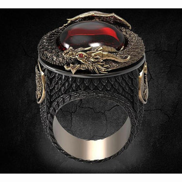 Gold Dragon Red Crystal Stainless Steel Ring-Your Soul Place